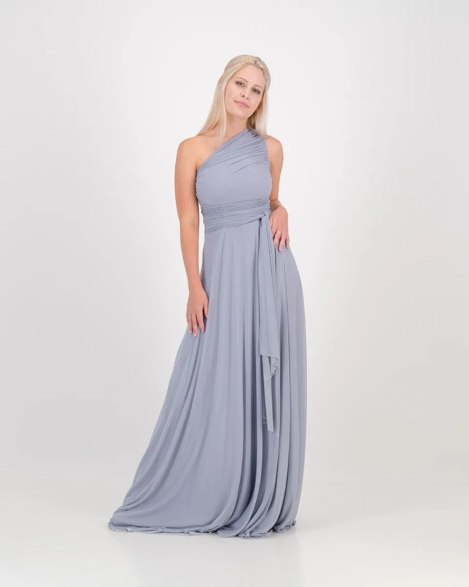 one shoulder dress - blue mist