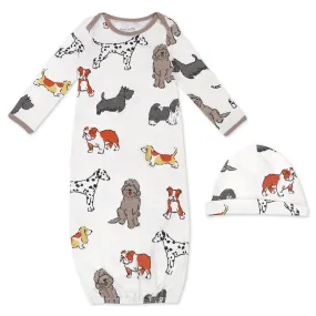 Organic Cotton Cap & Gown Set in Furry Friends Print