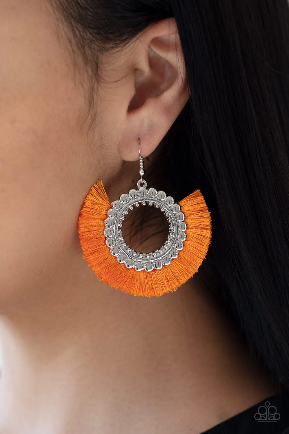 Paparazzi Fringe Fanatic - Orange Earrings