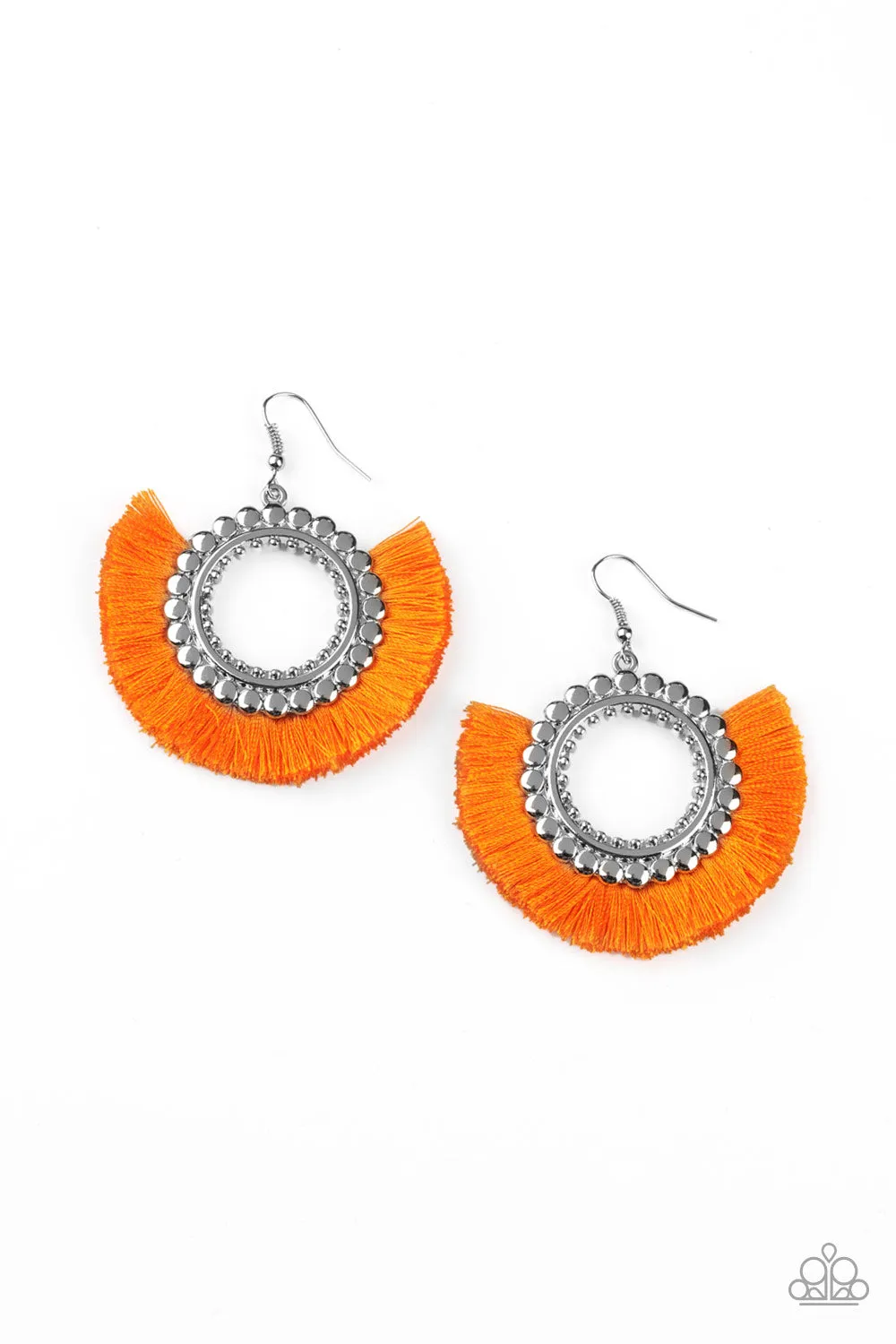 Paparazzi Fringe Fanatic - Orange Earrings