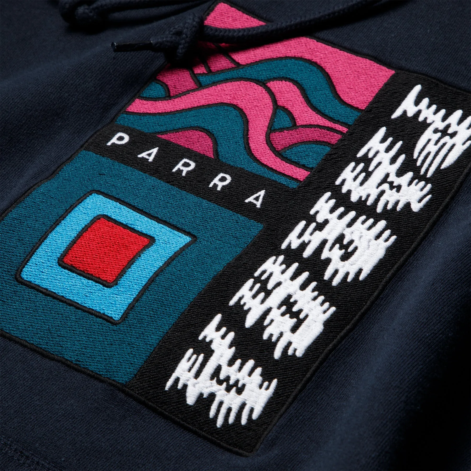 Parra Wave Block Tremors Hooded Sweatshirt - Navy Blue