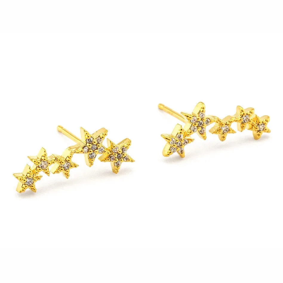 Pave 5 Star Earrings