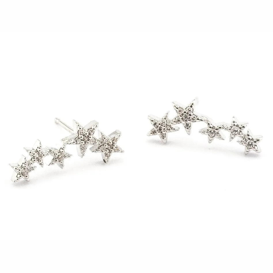 Pave 5 Star Earrings