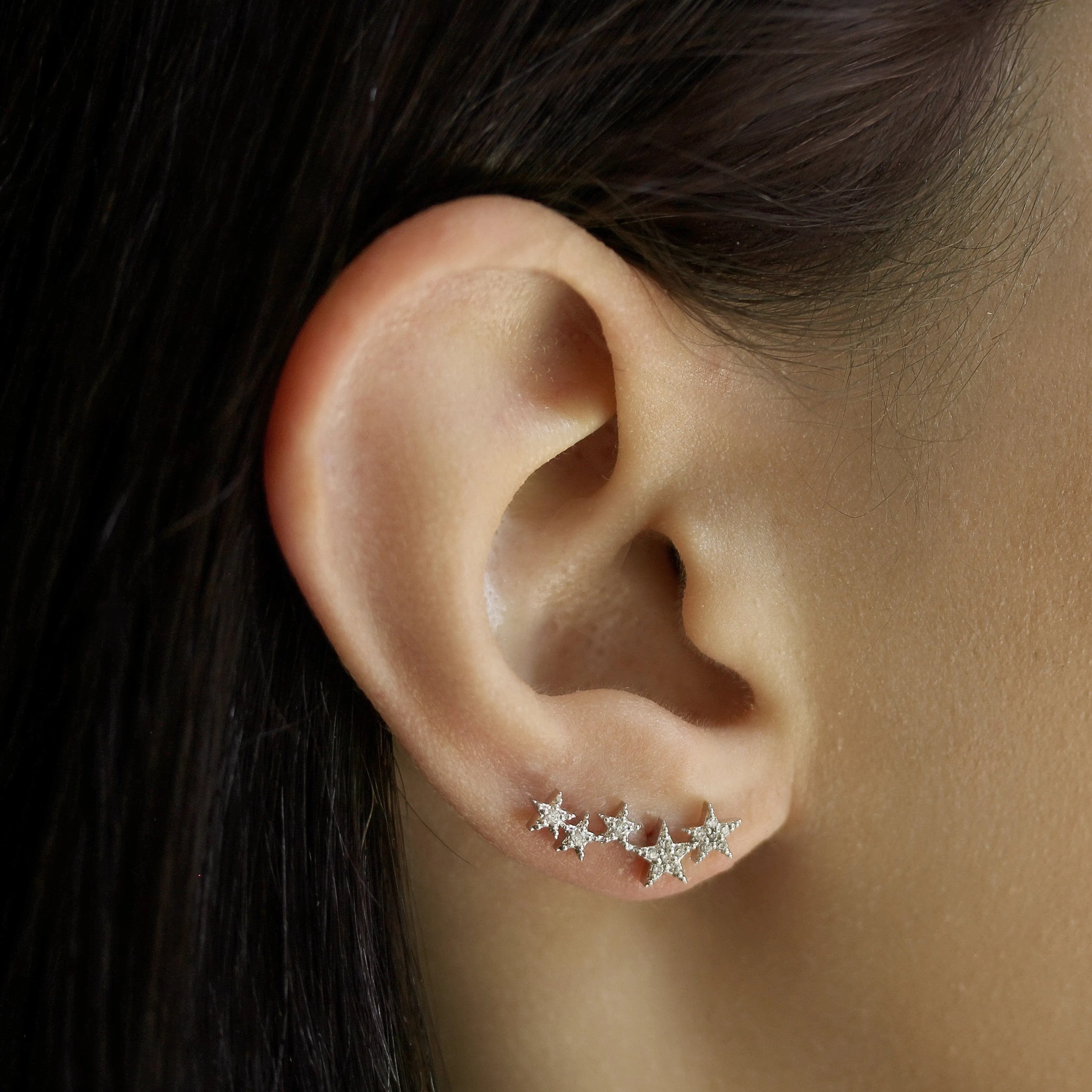 Pave 5 Star Earrings