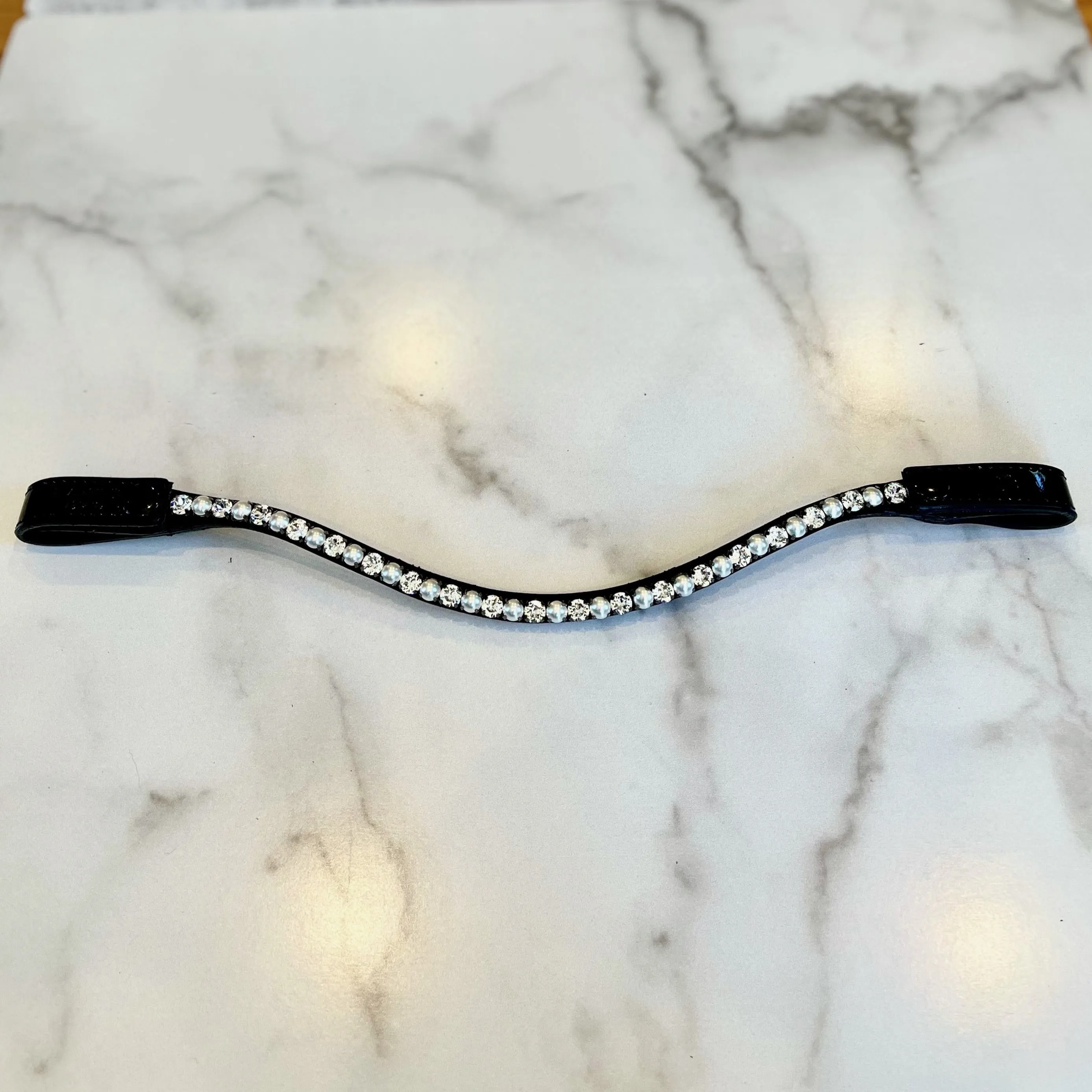 Perfectly Pearl Jackie - Crystal Slimline Browband with Snaps