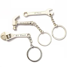 Personalized Wrench, Hammer, or Crescent Wrench Keychain - Engraved Keychain