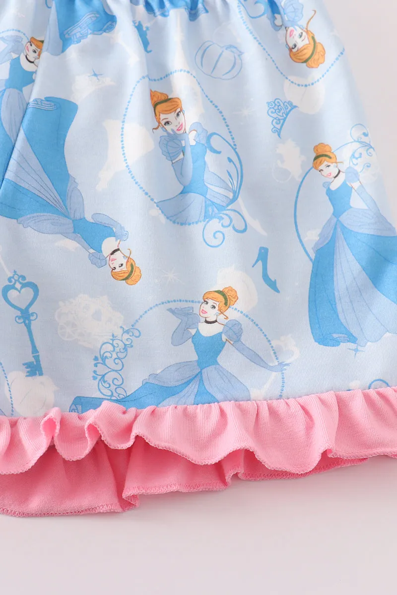 Pink cinderella embroidery girl set