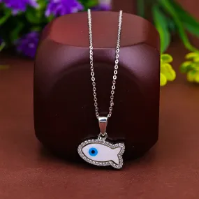 Pissara by Sukkhi Evil Eye Stunning 925 Sterling Silver Cubic Zirconia Pendant With Chain For Women And Girls|with Authenticity Certificate, 925 Stamp & 6 Months Warranty