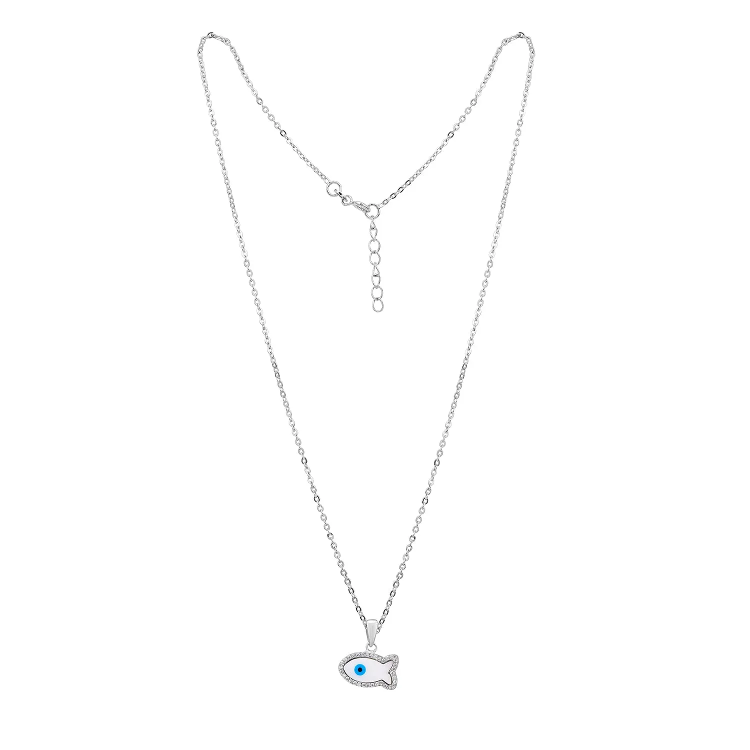 Pissara by Sukkhi Evil Eye Stunning 925 Sterling Silver Cubic Zirconia Pendant With Chain For Women And Girls|with Authenticity Certificate, 925 Stamp & 6 Months Warranty