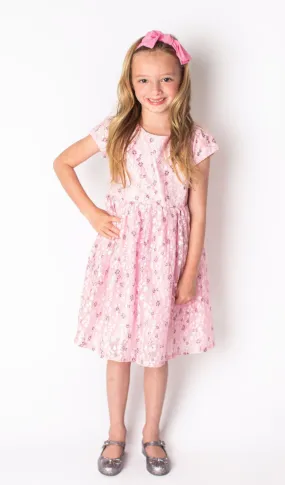 Popatu Little Girl's Pink Elegant Lace Dress