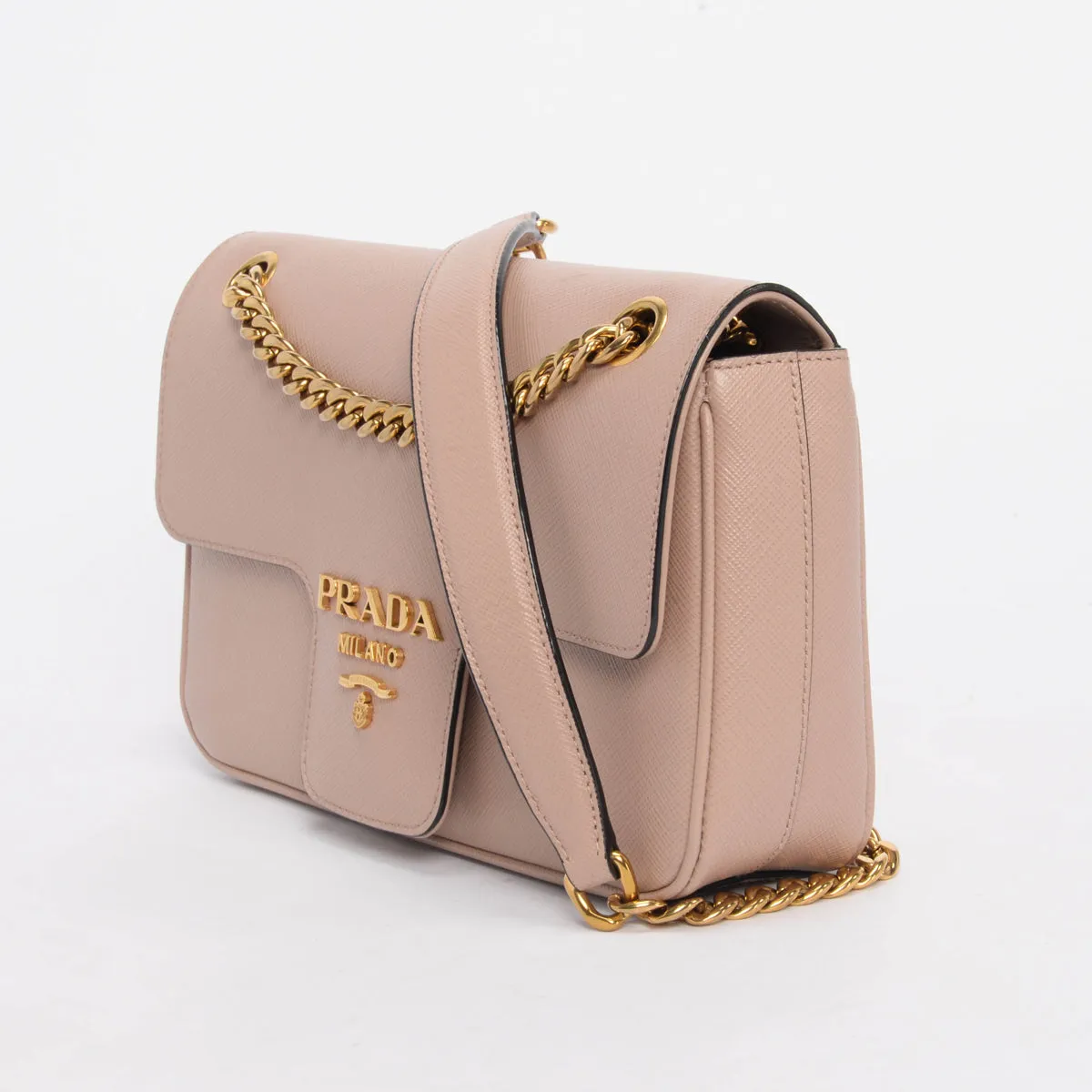 Prada Cipria Saffiano Flap Shoulder Bag