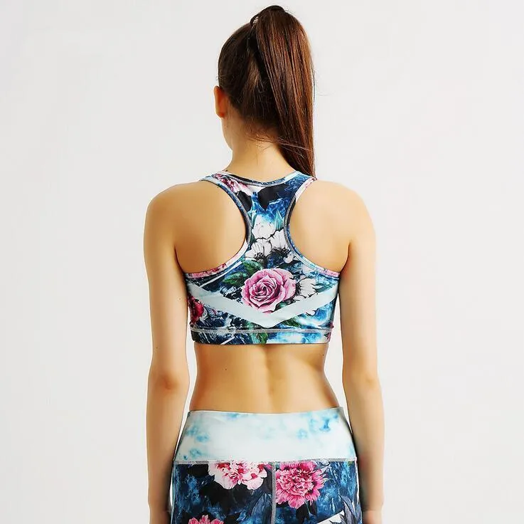 Print Red-White Amazing Flowers Sports Bra - Women