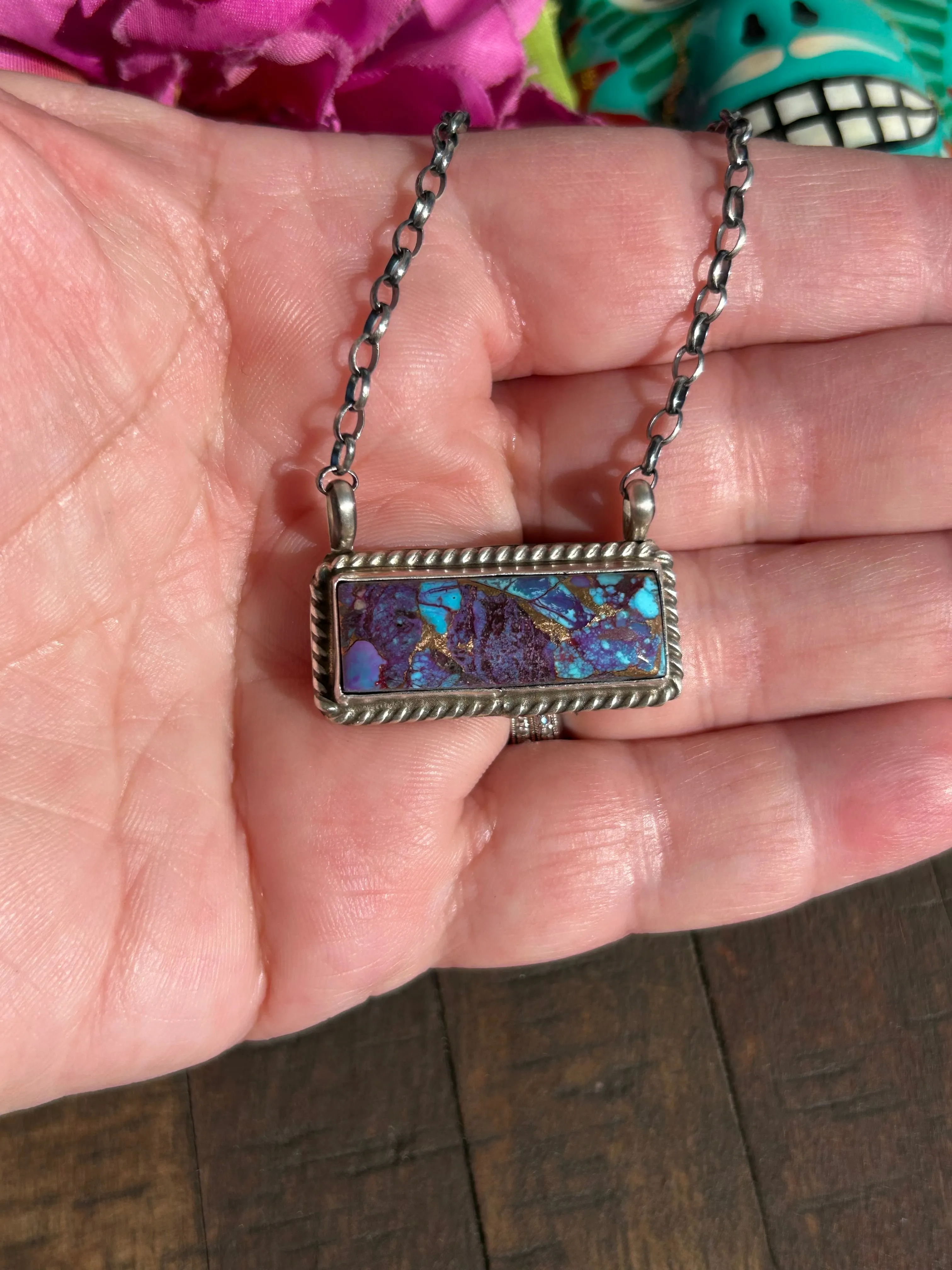 Purple Mohave Kingman Bar Necklace #5