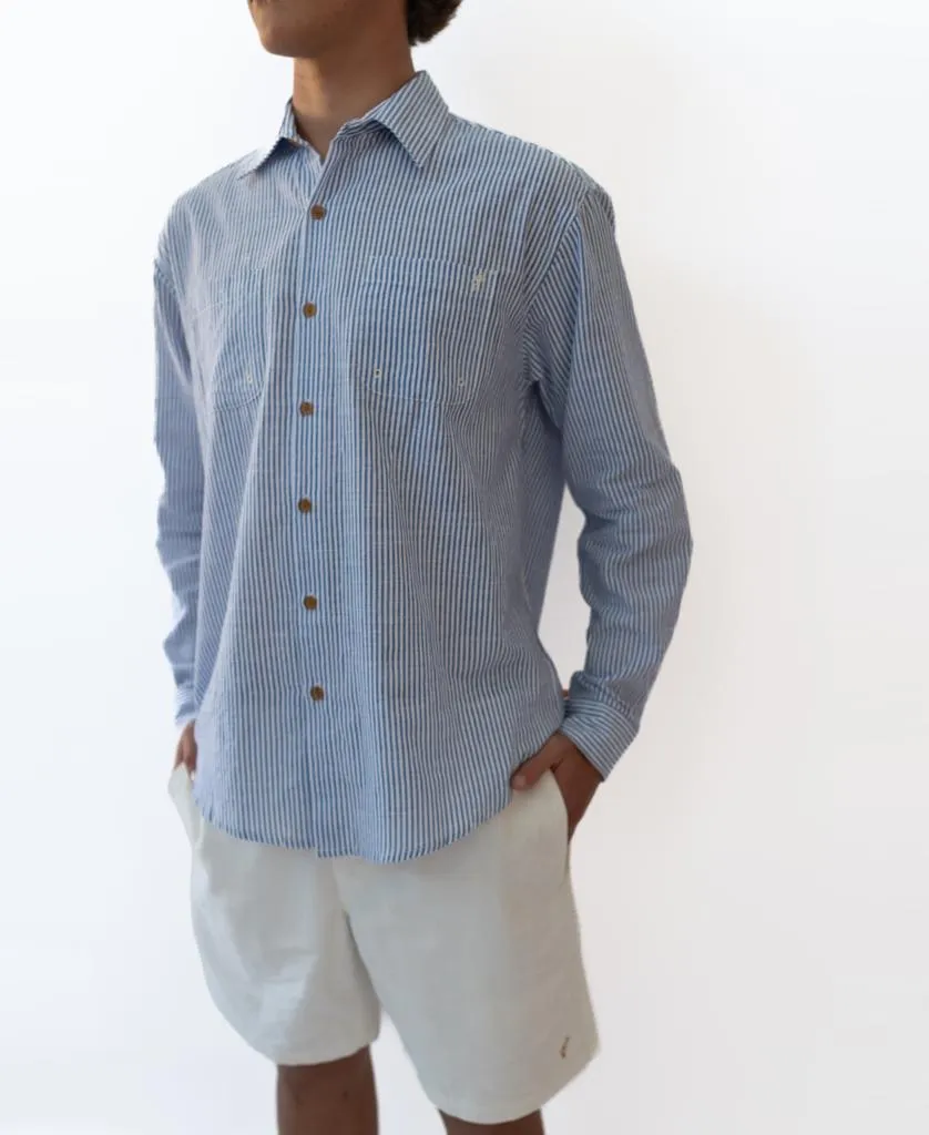 Raffles Long Sleeve Shirt | Blue Stripe