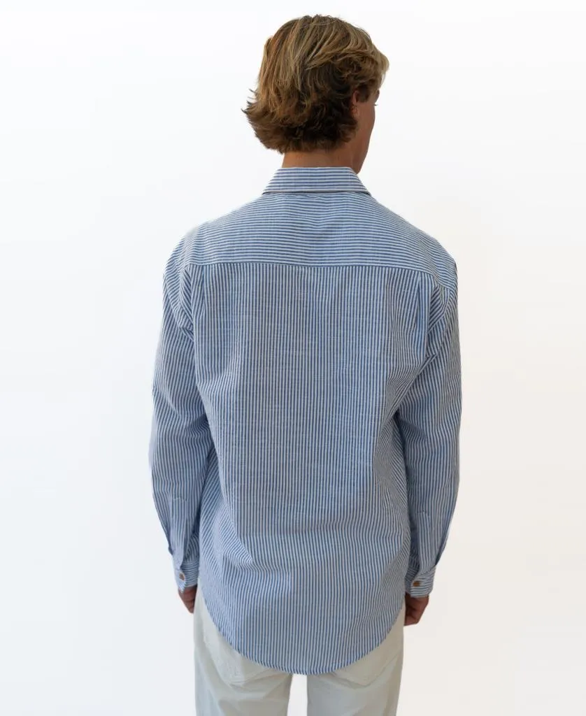 Raffles Long Sleeve Shirt | Blue Stripe