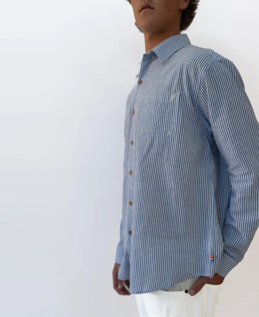 Raffles Long Sleeve Shirt | Blue Stripe