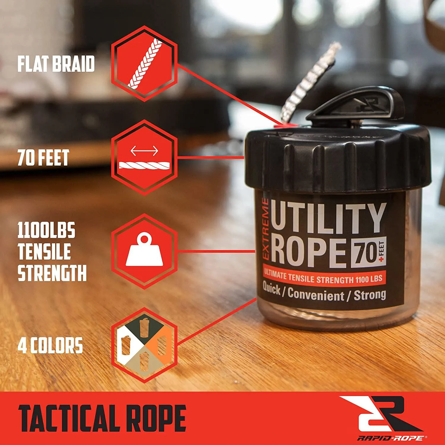 Rapid Rope Mini Canisters | Rope In a Can | 70 Feet | 1100 lb Test | USA Made!