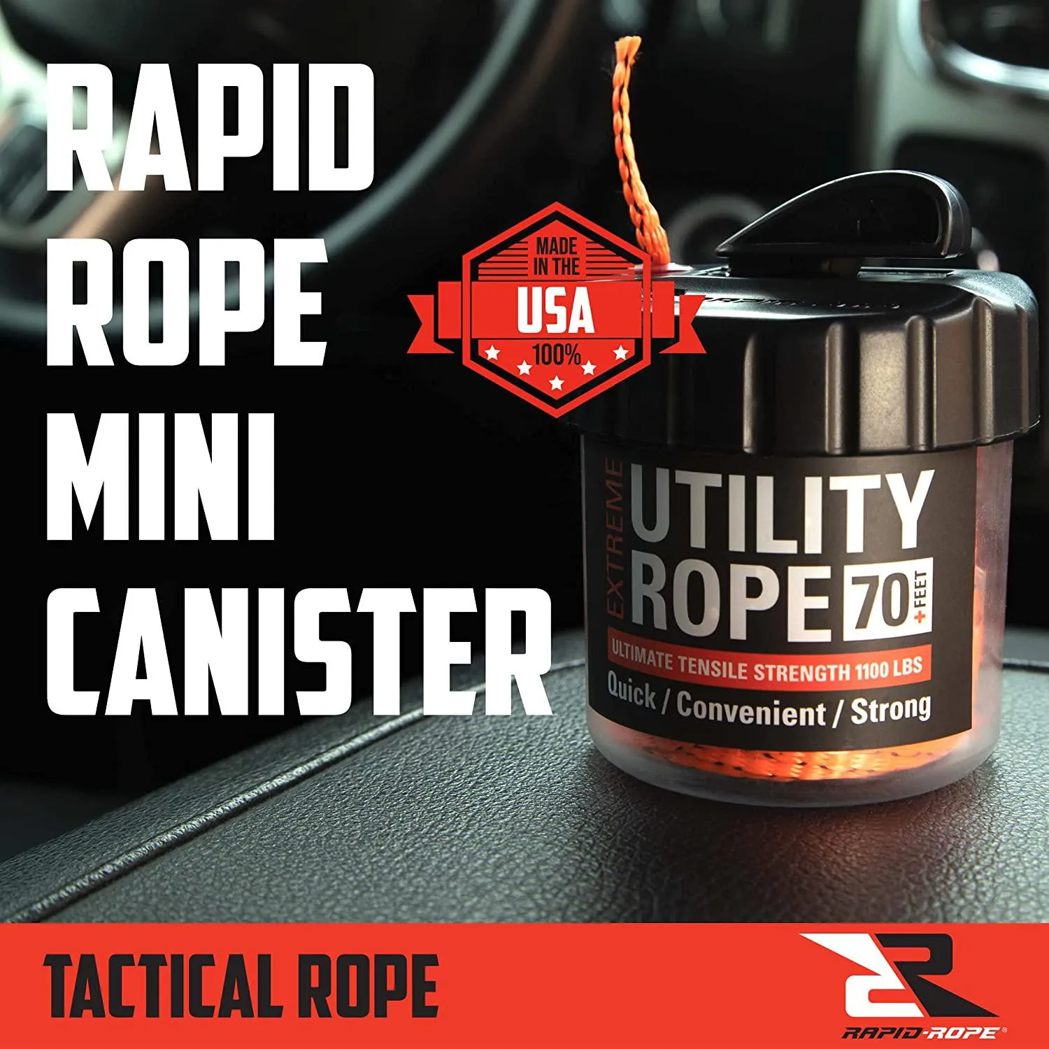 Rapid Rope Mini Canisters | Rope In a Can | 70 Feet | 1100 lb Test | USA Made!