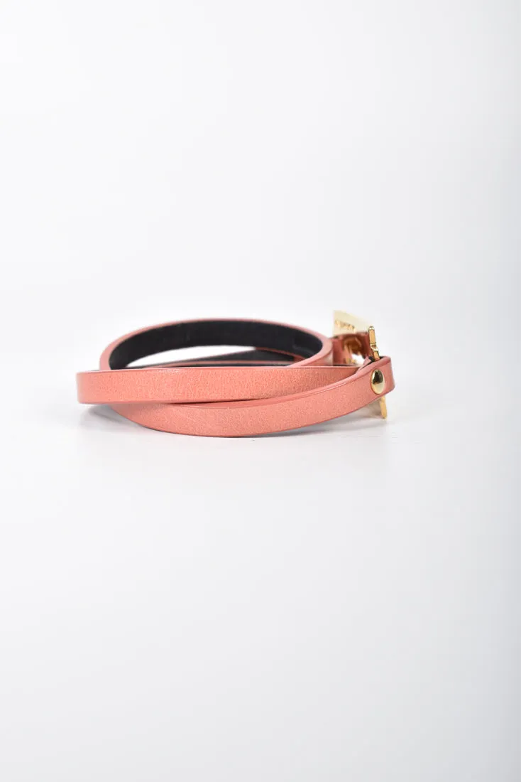 Razor Blade Triple Wrap Bracelet Waxed Calf Leather Blossom