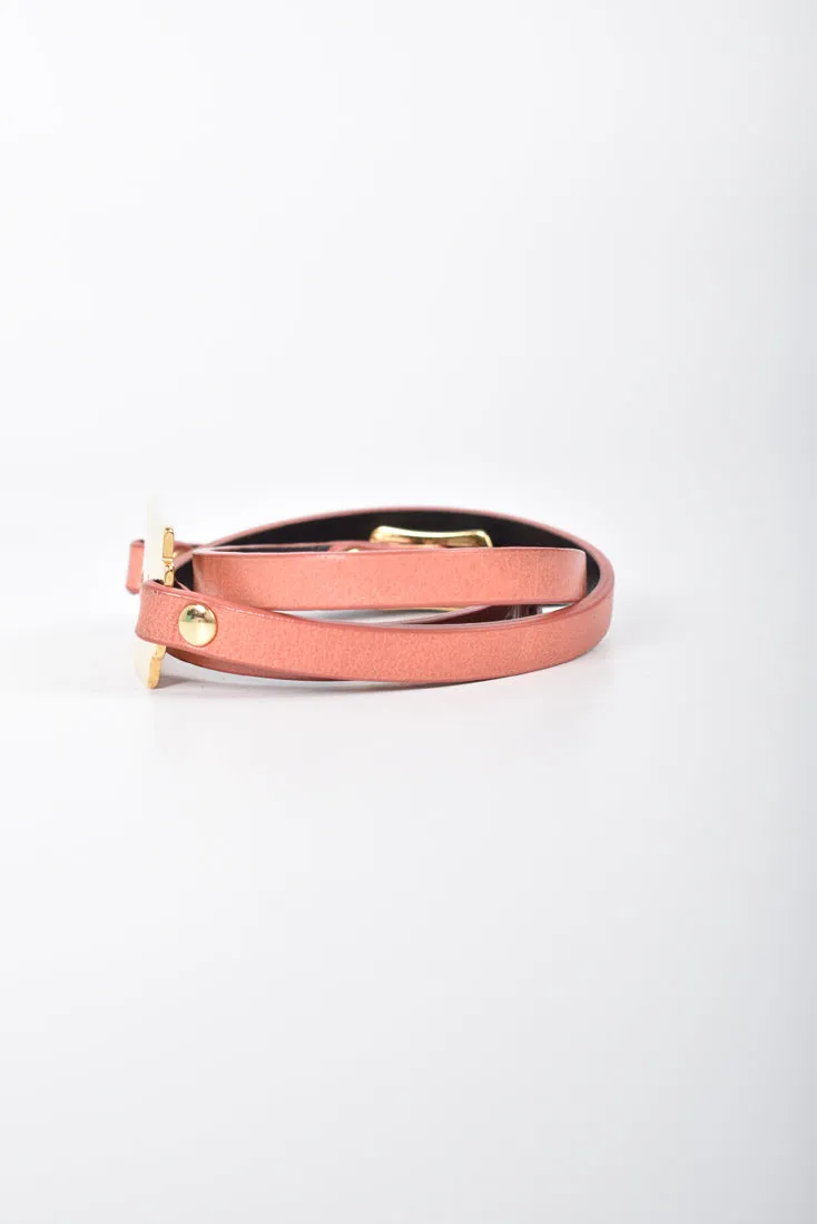 Razor Blade Triple Wrap Bracelet Waxed Calf Leather Blossom