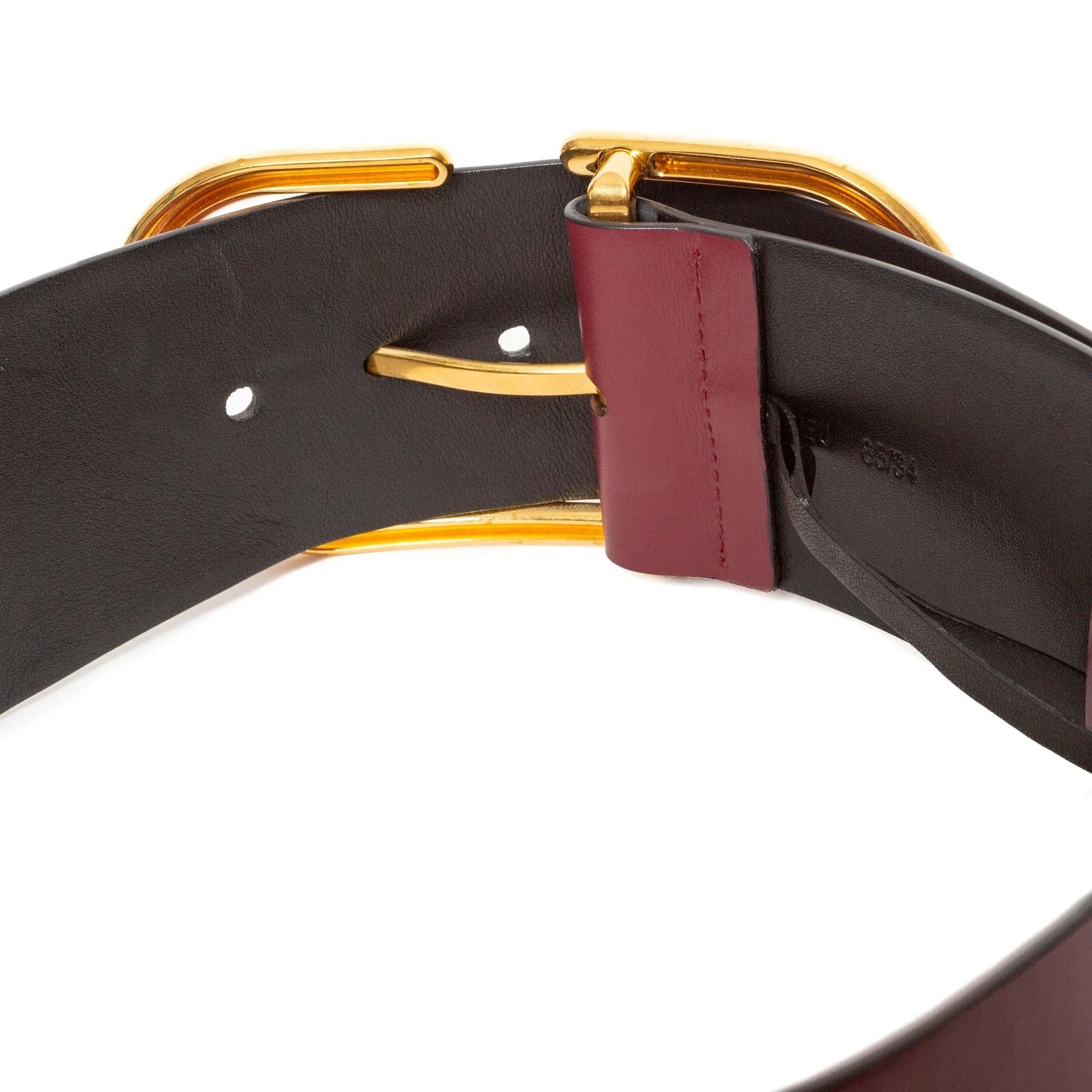 Red Calfskin Leather with Brass-Finish Buckle Belt