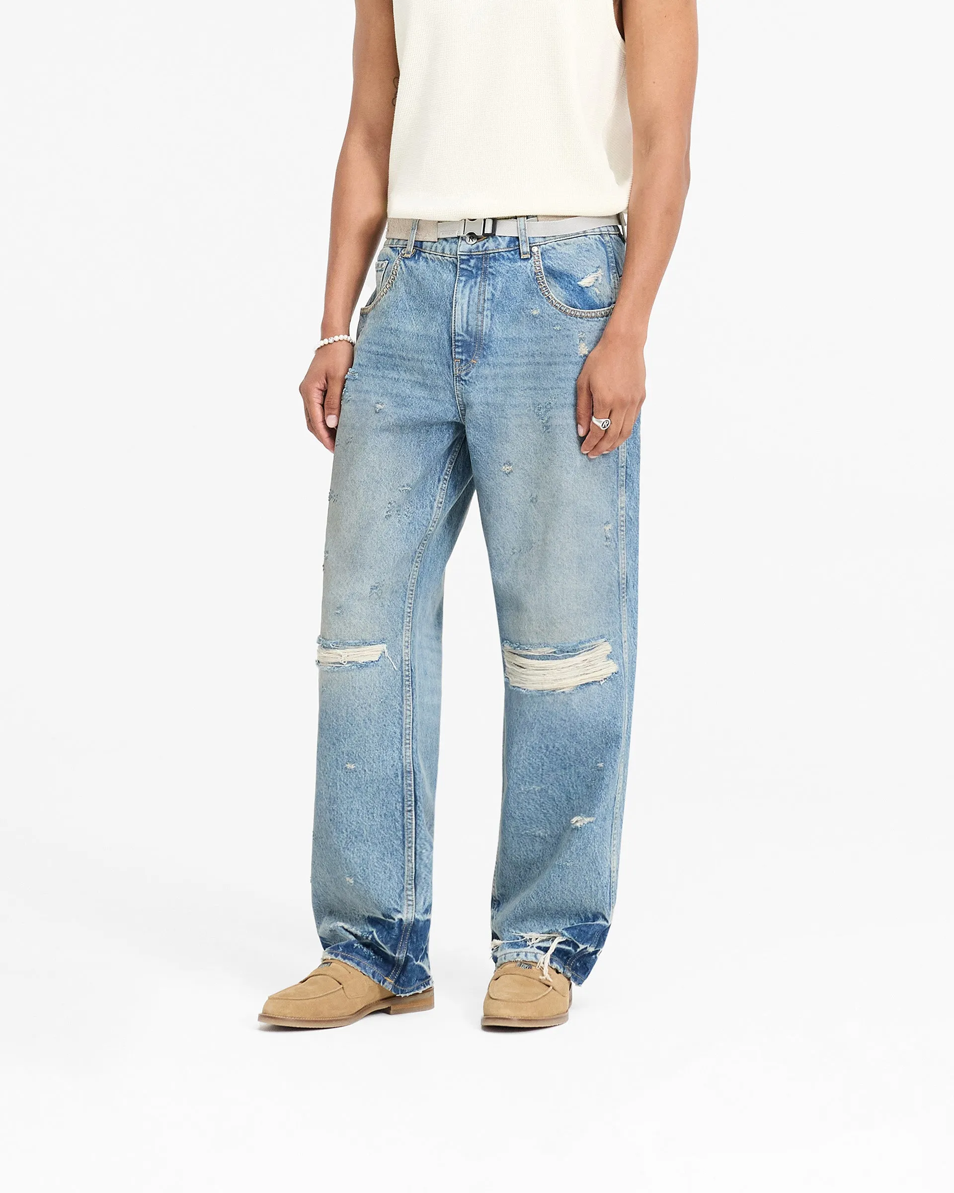 Represent X Duke   Dexter Baggy Denim - Mechanic Blue