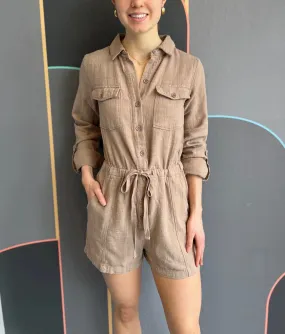 Rolled Sleeve Pocket Romper