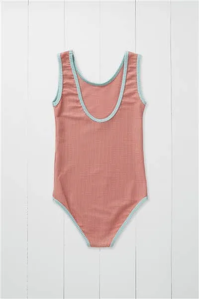 Rose Ribbed Kids Swimsuit