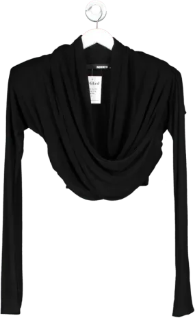 Rotate Birger Christensen Black Cowl Neck Long Sleeve Top UK 6