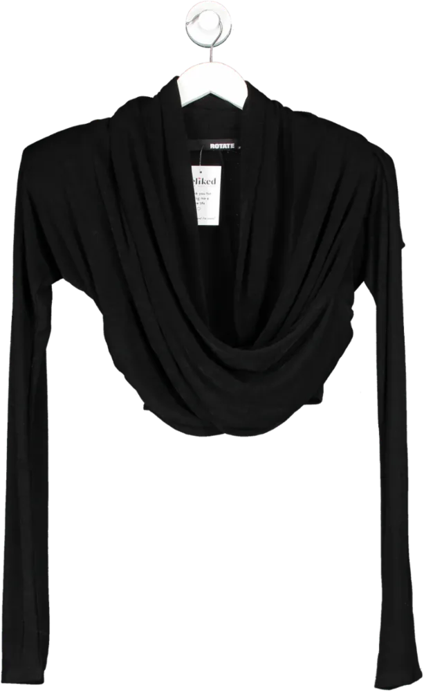 Rotate Birger Christensen Black Cowl Neck Long Sleeve Top UK 6