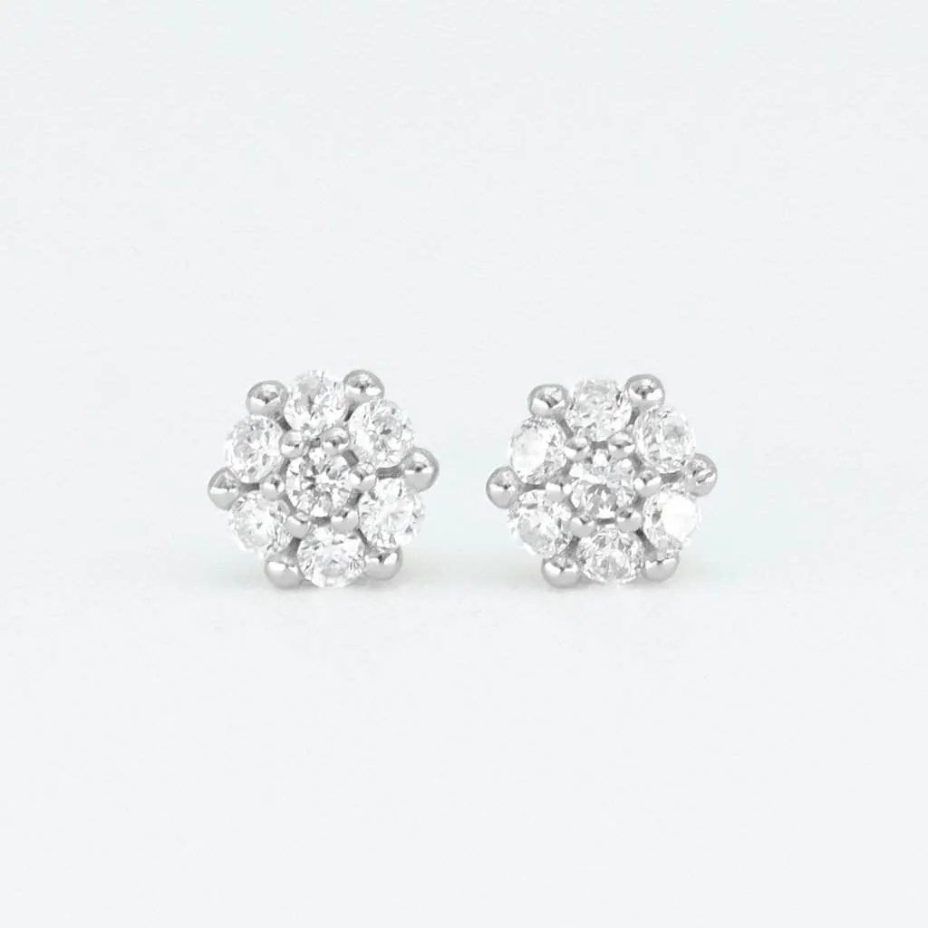 Round Flower Stud Earrings