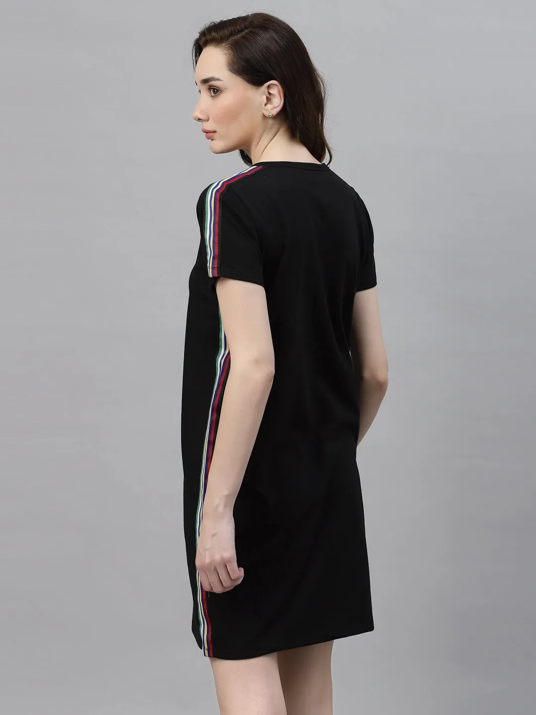 Round Neck Side Tape T-Shirt Dress