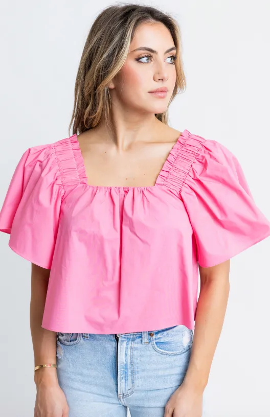 Sail Away Square Neck Top | PINK