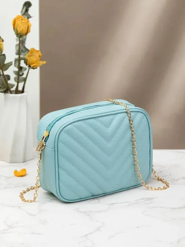 Shein Inspired - Chevron Crossbody Bag ~ Sky Blue