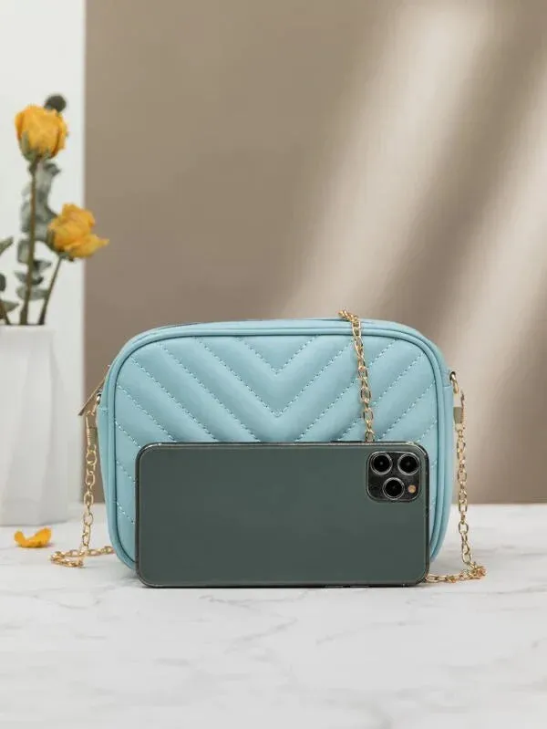 Shein Inspired - Chevron Crossbody Bag ~ Sky Blue