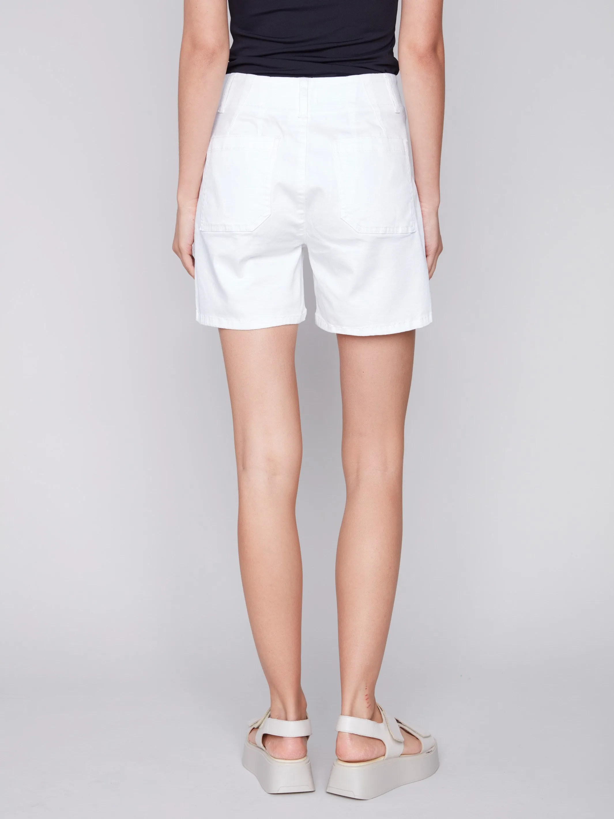 Shorts with Patch Pockets - White