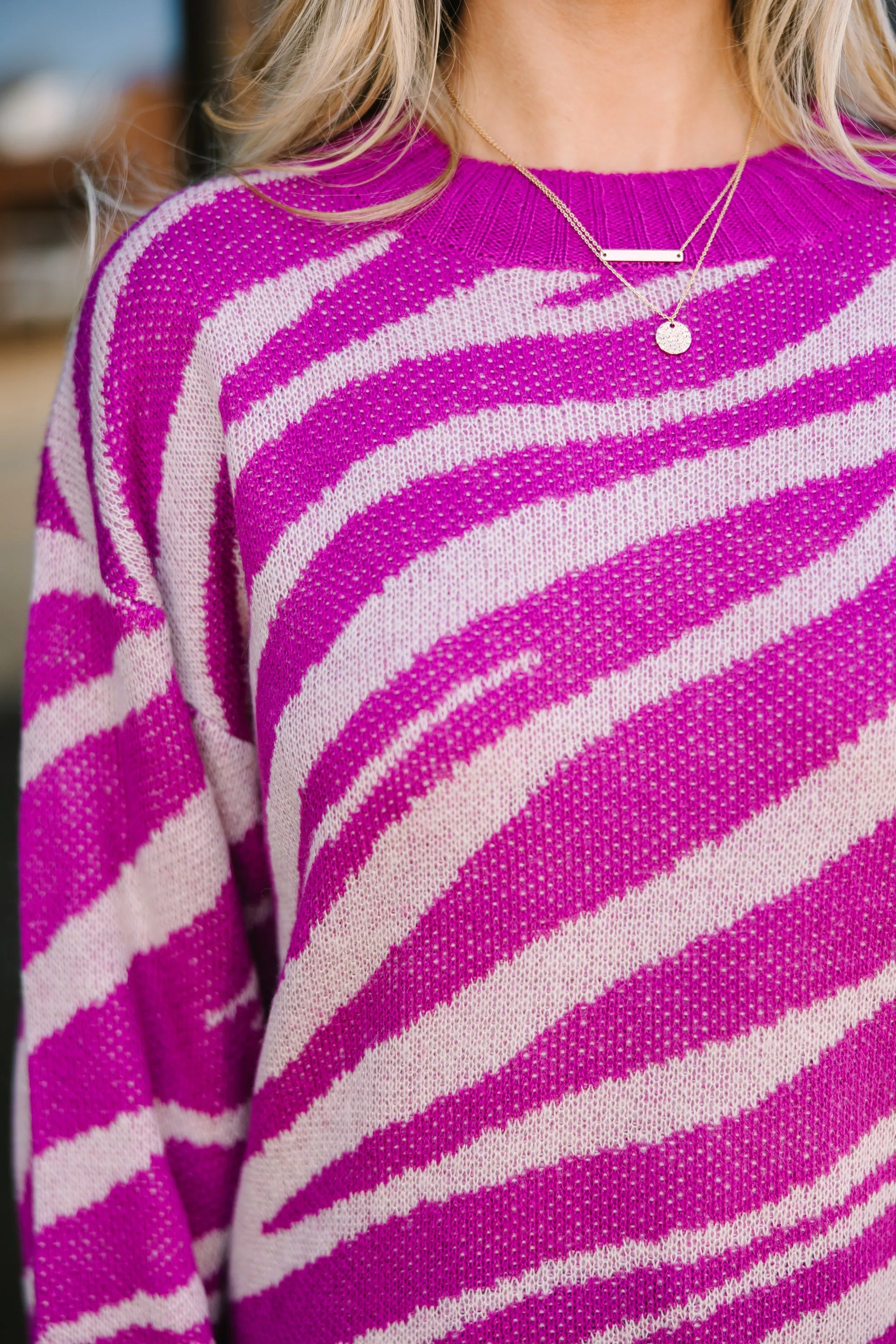 Stand For Love Magenta Purple Zebra Sweater