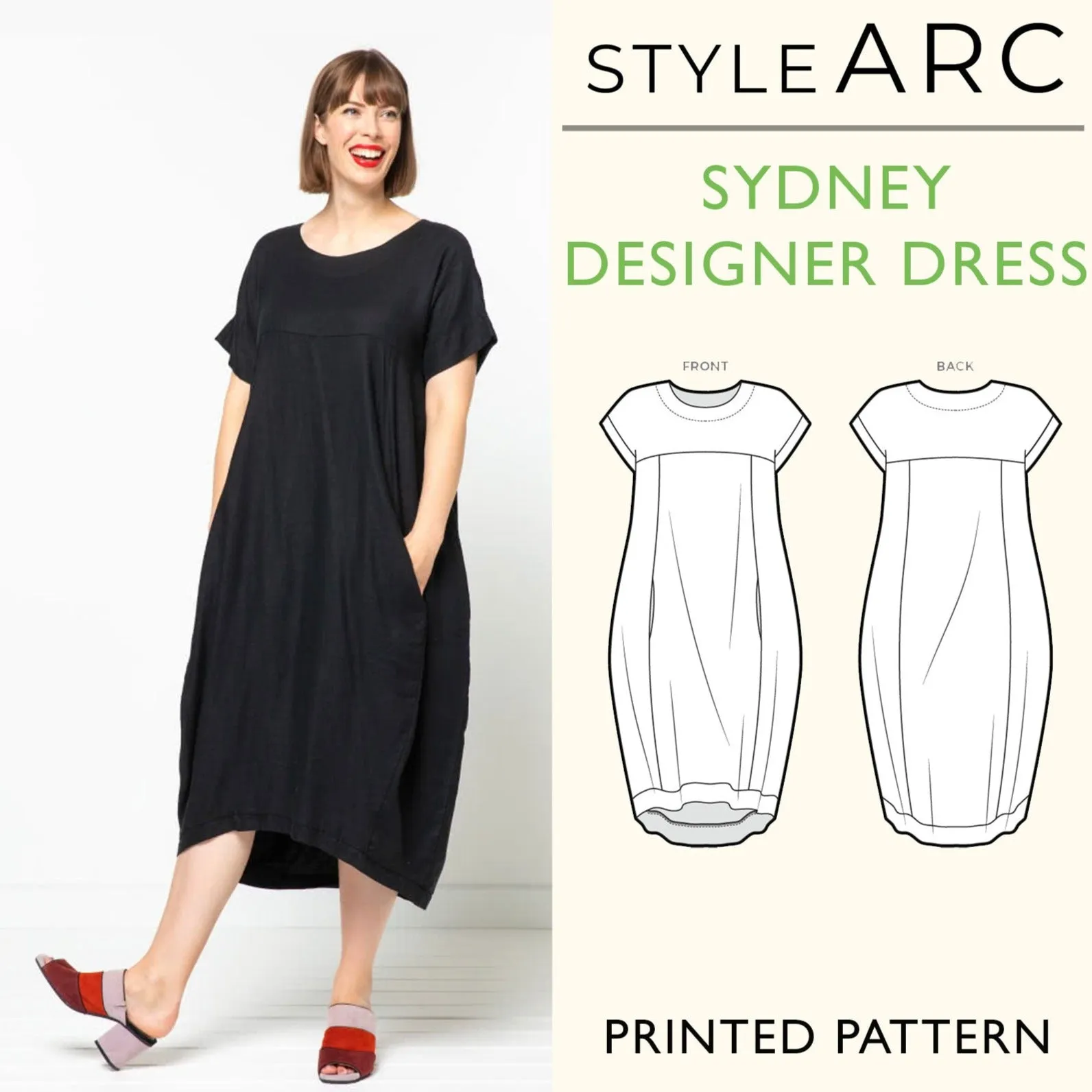 Sydney Designer Dress Sewing Pattern by Style Arc, US Sizes 0-26