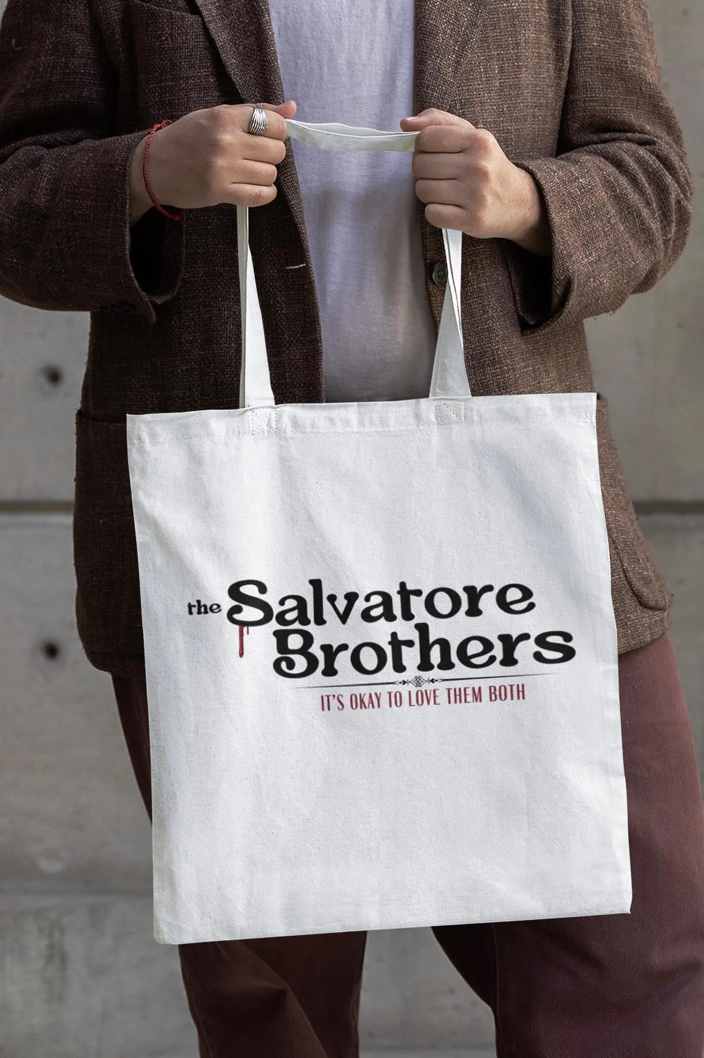 The Salvatore Brothers White Tote Bag With Zipper