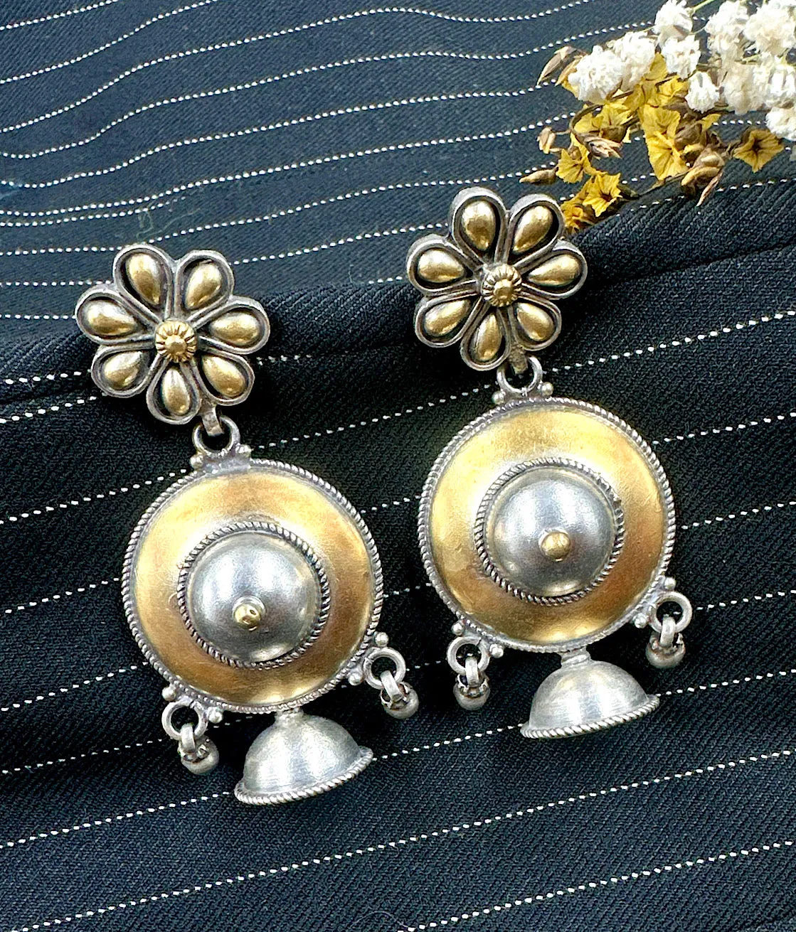 The Two tone Silver Jhumkas