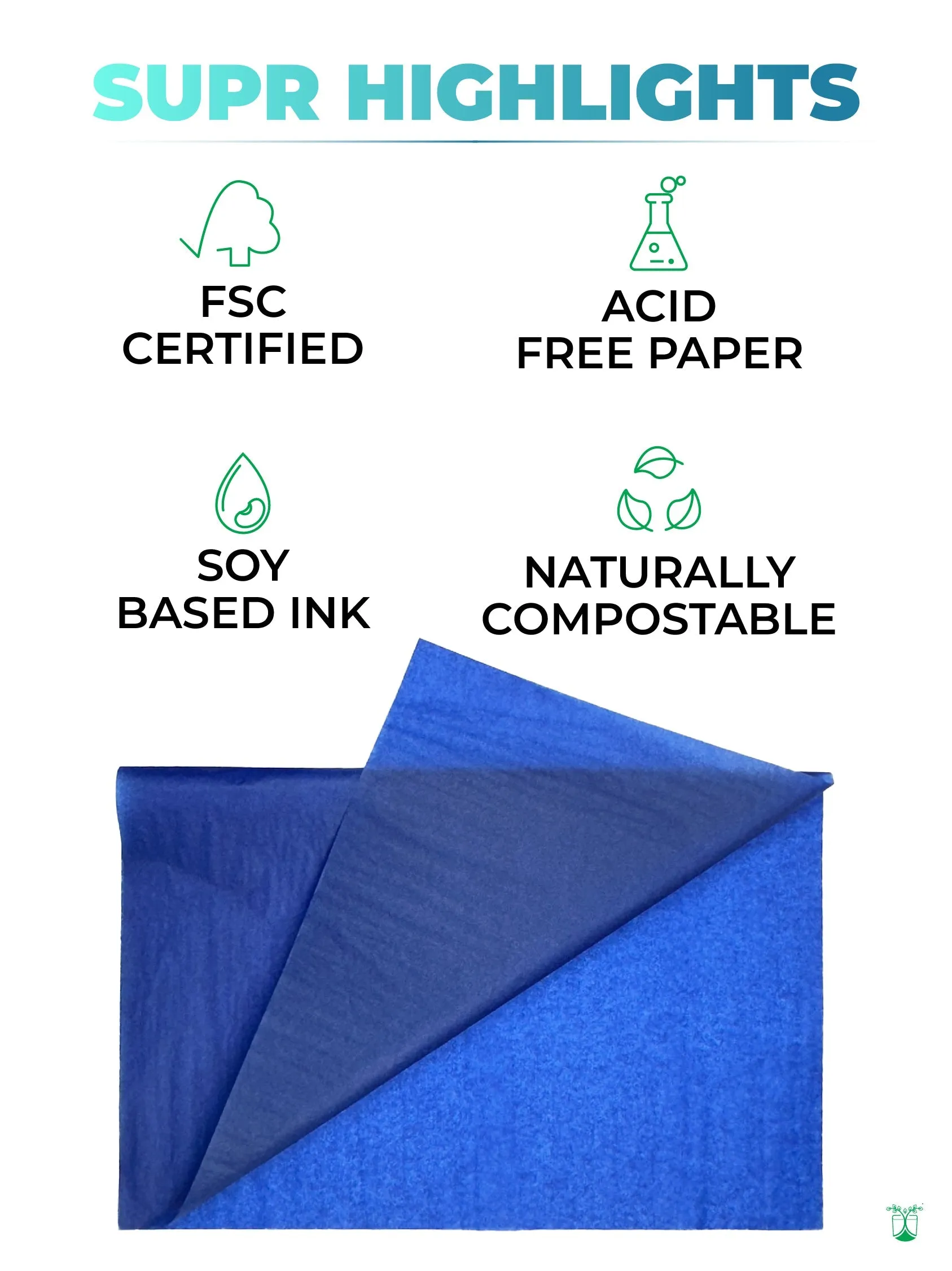 Tissue Paper (Royal Blue). Acid-Free & Sustainable Wrapping Paper.