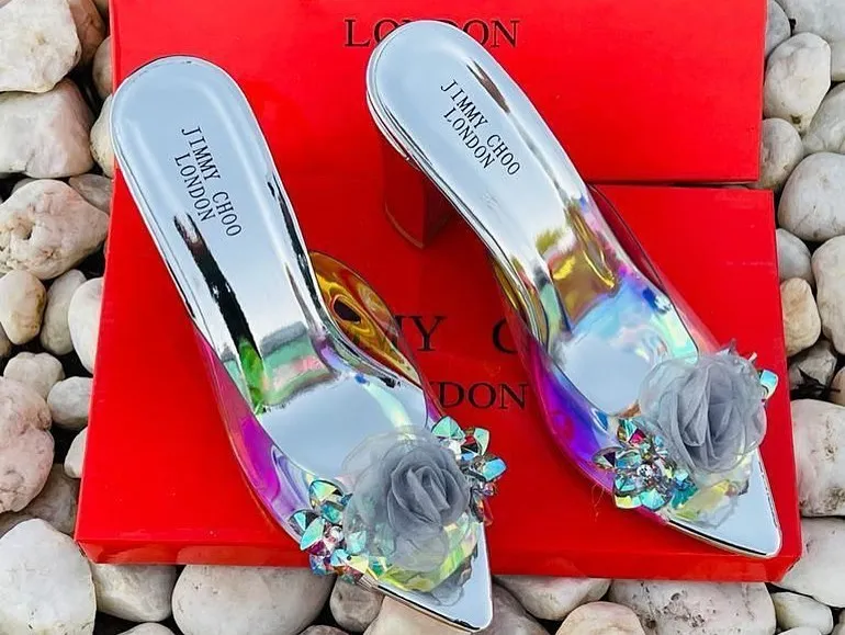 Transparent Floral Multi Shade Wedding Heels