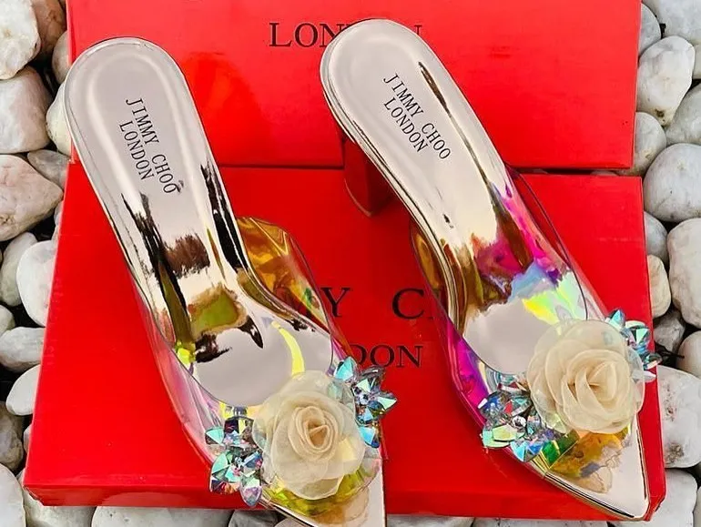 Transparent Floral Multi Shade Wedding Heels