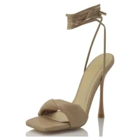 Twist Strap Heel- Nude