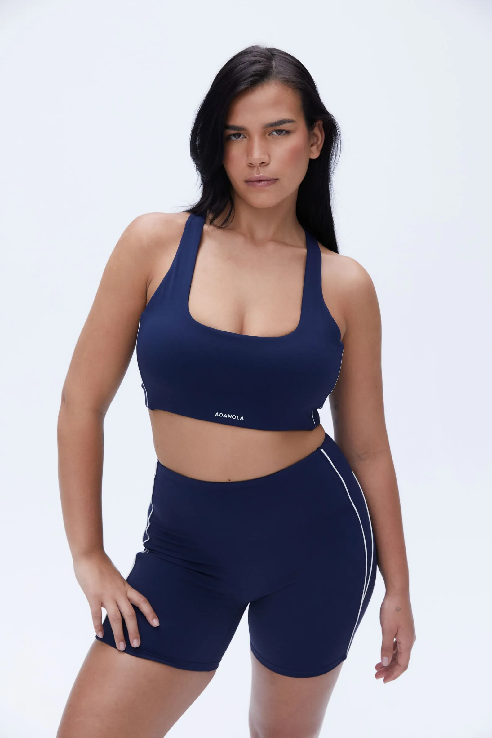 Ultimate Micro Piping Bra - Navy Blue/Off White