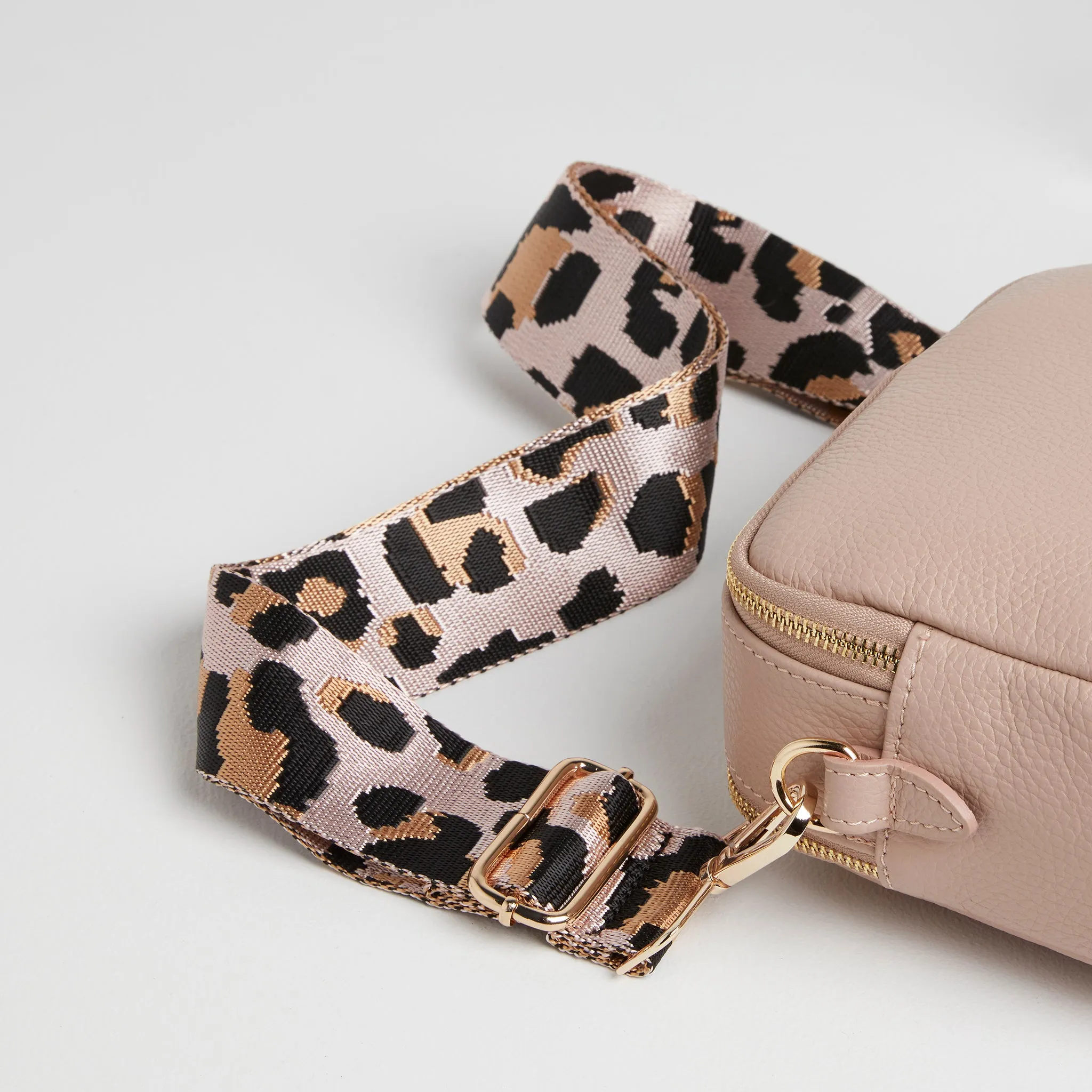 Verona Crossbody Tassel Blush Bag with Light Pink Leopard Strap