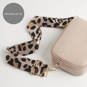 Verona Crossbody Tassel Blush Bag with Light Pink Leopard Strap