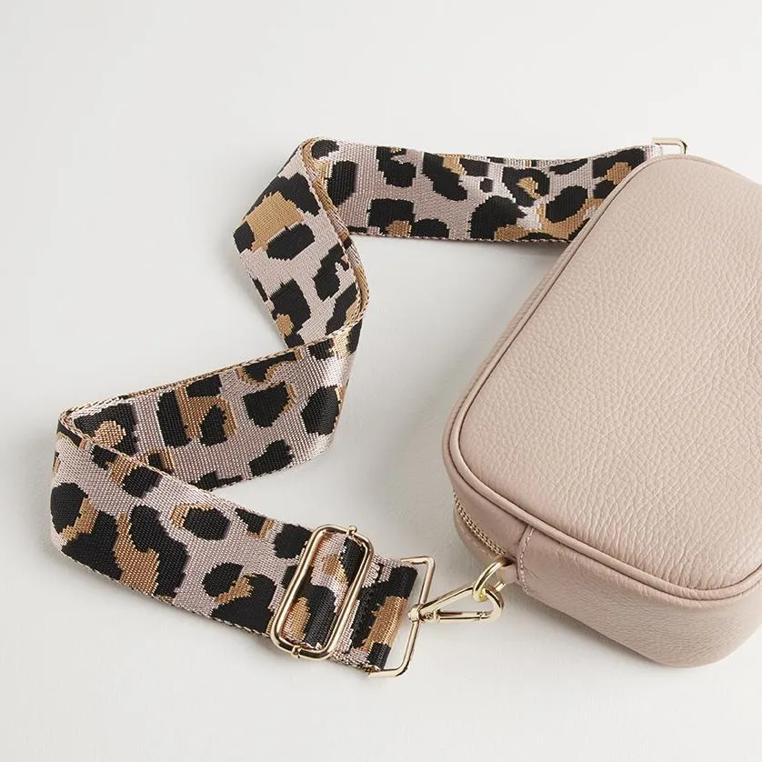 Verona Crossbody Tassel Blush Bag with Light Pink Leopard Strap