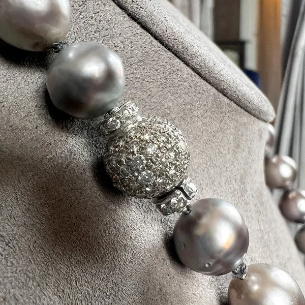 Vintage Gray Sea Pearl Necklace