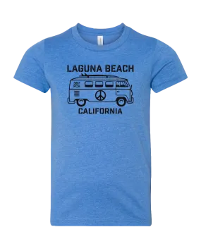 VW Peace Bus Youth Tee - Heather Columbia Blue